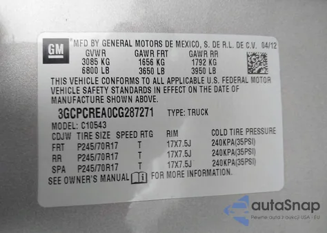 2012 Chevrolet Silverado 1500 Ls from USA, damaged, VIN 3GCPCREA0CG287271